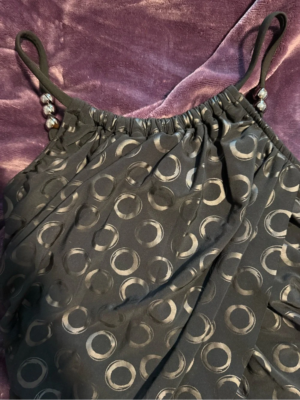NWT Magicsuit Black One-Piece with Subtle Gray Circle Print